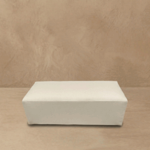 Pouff doble en cuerina blanca, funda de tela blanca, beige o negra