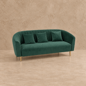 Sillon de tercipelo verde de 3 cuerpos