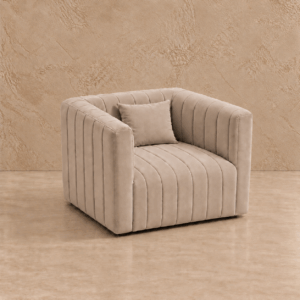 Sillon de terciopelo beige de 1 cuerpo